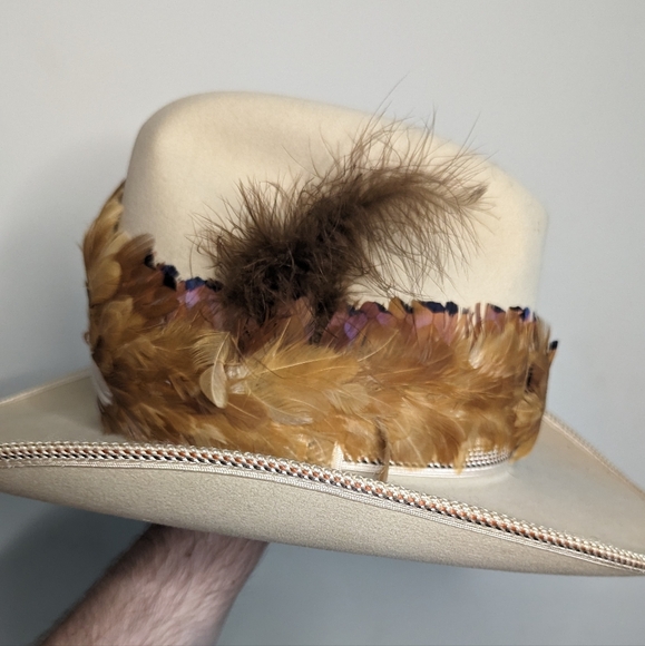 Stetson Hat with Feather Band Size 6 and 7/8 - Picture 4 of 4